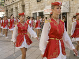 Young woman marching in parade  Split  Dalmatia  Croatia