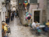 Tourists  shops and restaurants  Korcula Town  Korcula Island  Dalmatia  Croatia