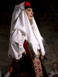 Female folk dancer performing in Diocletian's Palace  Split  Dalmatia  Croatia