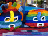 Brightly colored Ecuadorian knit handicrafts  Otavalo Market  Ecuador
