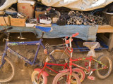 Bicycles at an open street market  Djenne  Mali  West Africa
