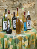 Bottles of local wine on display  Stari Grad Town  Hvar Island  Dalmatia  Croatia
