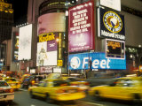 Colorful Lights and Traffic  Times Square  New York City  New York  USA