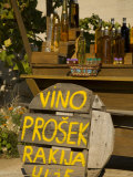 Bottles of local wine on display  Stari Grad Town  Hvar Island  Dalmatia  Croatia