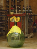 Sunflowers in front of small wine shop  Tuscany  Pienza  Italy