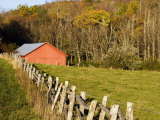 Red Barn and Fence along the Blue Ridge Parkway  Blowing Rock  North Carolina  USA