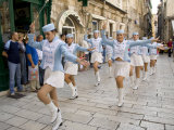 Young woman marching in parade  Split  Dalmatia  Croatia
