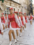 Young woman marching in parade  Split  Dalmatia  Croatia