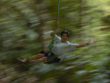 Rope Swing in the Jungle  Napo River Region  Amazon Rain Forest  Ecuador