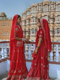 Indian women in color saris  Palace of the Wind  Jaipur  India