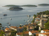 View of town and Adriatic Sea  Hvar Town  Hvar Island  Dalmatia  Croatia