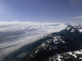 Aerial View over Alaska's Mountains and a Glacier
