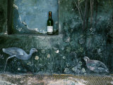 Modern Wine Bottle Sits Atop Shelf in Ancient Pompeii  Italy