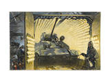 Freshly Painted Tank Emerges Dry from an Infrared Tunnel