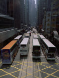 Double Decker Buses in the Streets of Central  Hong Kong
