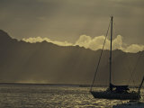 Boats at Anchor at Marina Taina with Moorea in Distance