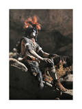 Portrait of Hopi Snake Clan Priest Adorned in Paint and Ornaments