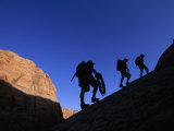 Silhouettes of Climbers Hiking in the Arizona Desert