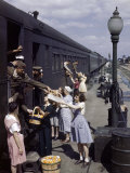 Farm Women Give Gifts of Food to Service Men Traveling by Train