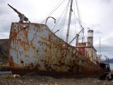 Rusting Old Whaling Ship  Derelict on a Beach