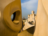 Chimneys Designed in Fantasic Shapes on Gaudi's Casa Mila Building