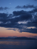 Sunset Afterglow with a Sickle Moon over the Inside Passage