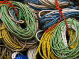 Close-up of Bundles of Bright Colored Ropes