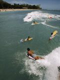 Swimmers on Boogie Boards in the Gentle Surf of Waikiki