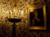 Electric Candelabra Illuminating a Portrait in a Museum