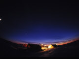 Winter Mining Camp at Night