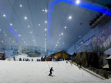 Indoor Winter Wonderland with Snow and Ski Slopes