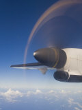 View of a Spinning Propeller from Window of a Prop Engine Airplane