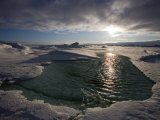 Arctic Seascape with Bright Sunlight  Ice  and Water