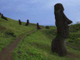 Moai Standing on a Hillside at Rano Raraku