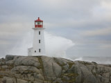 Waves Crashing into the Peggy's Cove Lightouse During Hurricane Noel