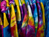 Shirts with Bright Tie-Dye Colors Await Buyers on the Boardwalk