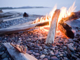 Campfire Burns on a Beach