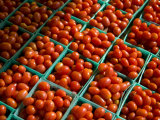 Little Crates of Grape Tomatoes Brighten a Roadside Stand
