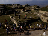 Tourists Walk Through the Ruins of Monte Alban  a Zapotec Capital