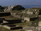 Tourists Walk Through the Ruins of Monte Alban  a Zapotec Capital