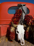 Strings of Dried Chiles and a Cow Skull Sit in the Back of a Truck
