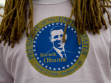 Dreadlocks Frame the T-Shirt of an Inaugural Obama Supporter