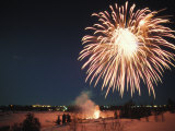 Fireworks in a Snowy Landscape