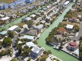 Aerial of Rows of Canal-Front Homes on Marathon Key