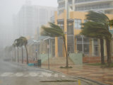 Hurricane Winds in Downtown Miami During Category 3 Hurricane Wilma