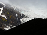 Hikers on a Ridge in Scenic Southern Section of Iceland's Highlands