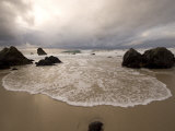 Rocks Jutting Out of the Sand on the Beach in Carmel  California