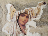 Jerusalem  Israel  Close-up of Torn Picture Mary  Mother of Jesus