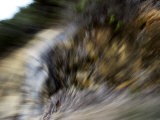 Blurred Abstract View of Dirt and Cut Stone Bank Along a Road Side