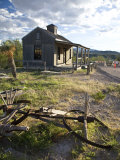 Texas  Western Themed Brewster County Ruins of Farm Equipment and Wooden Cabin